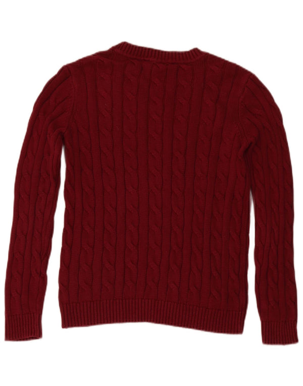 Suéter feminino Crew Clothing com gola redonda Reino Unido 10 pequeno algodão borgonha