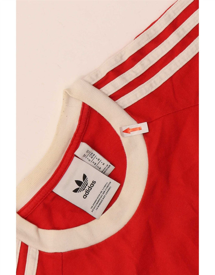 Adidas Mens Camiseta Top Médio Algodão Vermelho