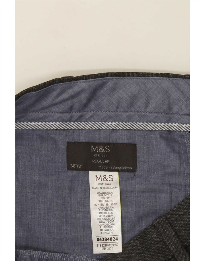 Calça masculina Marks & Spencer Regular Suit W38 L31 cinza poliéster