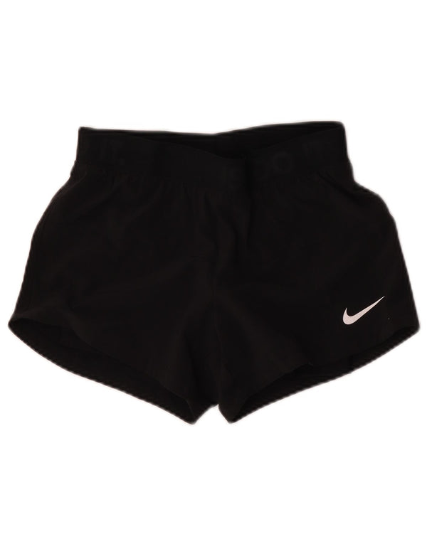 Shorts esportivos gráficos Nike Dri Fit feminino UK 6 XS preto poliéster