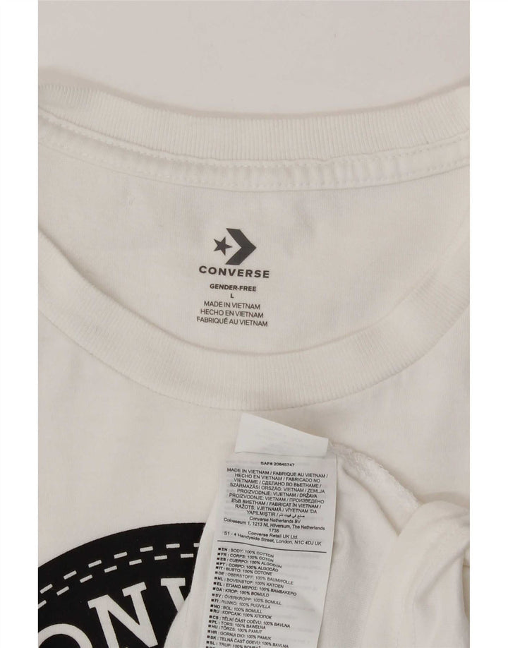 Converse Mens Graphic T-Shirt Top Grande Algodão Branco