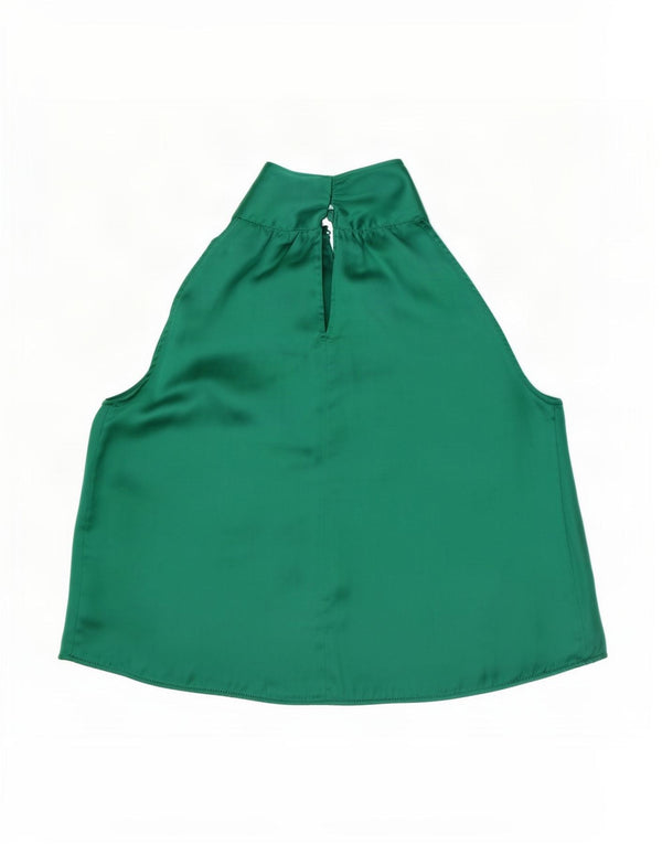 Blusa feminina sem mangas Zara Top UK 14 poliéster verde médio
