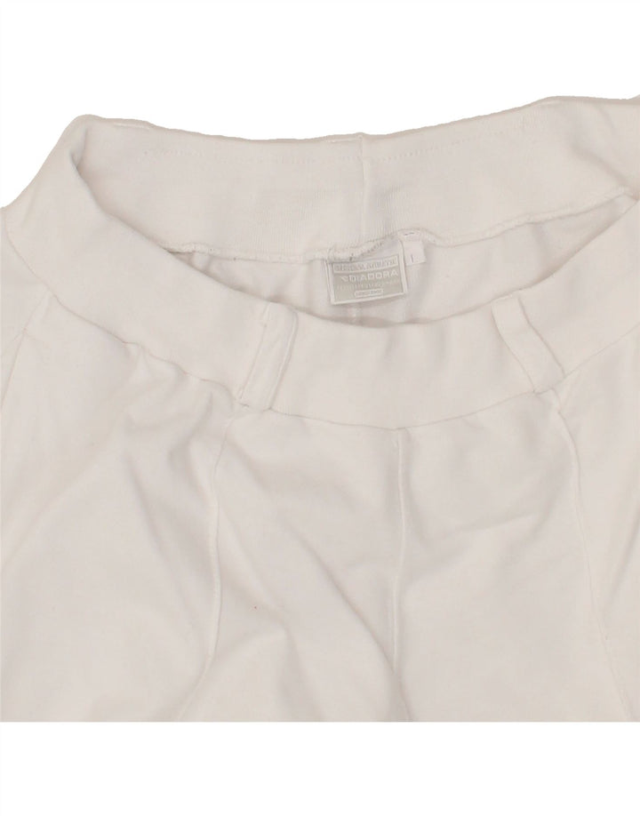 DIADORA Womens Tracksuit Trousers UK 14 Large White Cotton Vintage Diadora and Second-Hand Diadora from Messina Hembry 