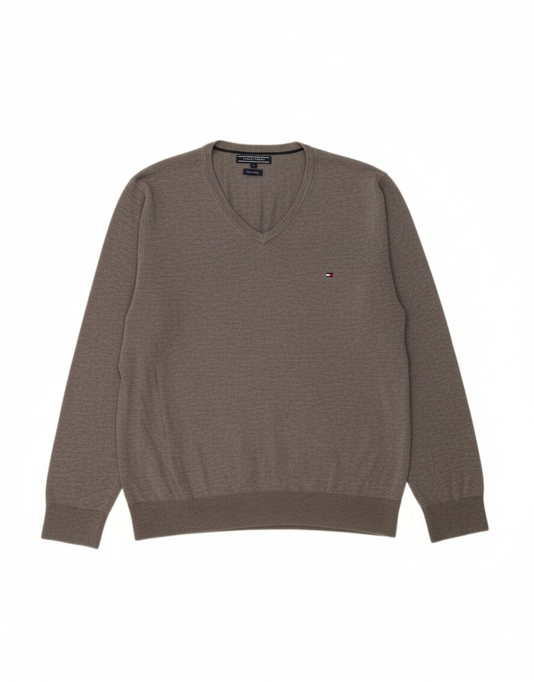 Suéter masculino TOMMY HILFIGER com decote em V XL algodão cinza