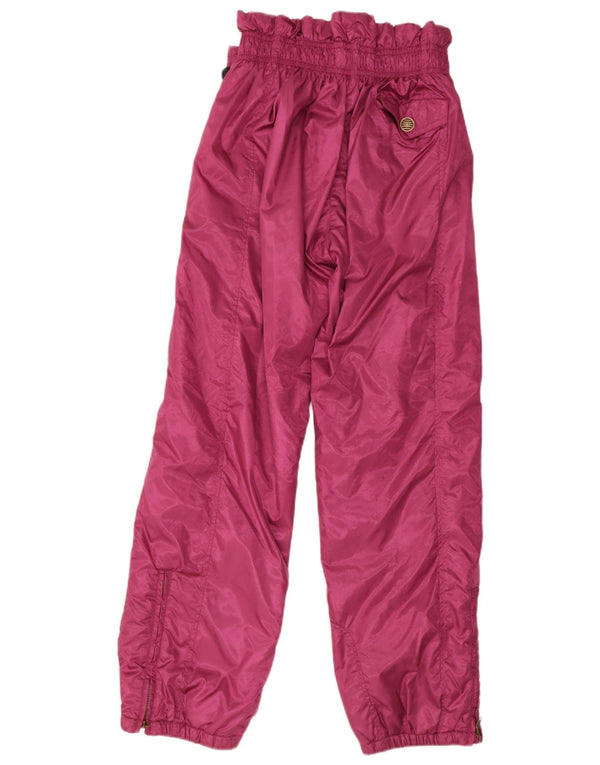Calças de esqui vintage femininas joggers UK 14 grande poliamida rosa