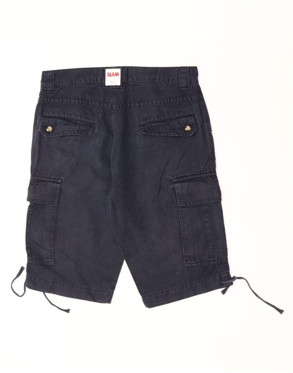 Slam Mens Cargo Shorts IT 46 Pequeno W30 Azul Marinho Algodão