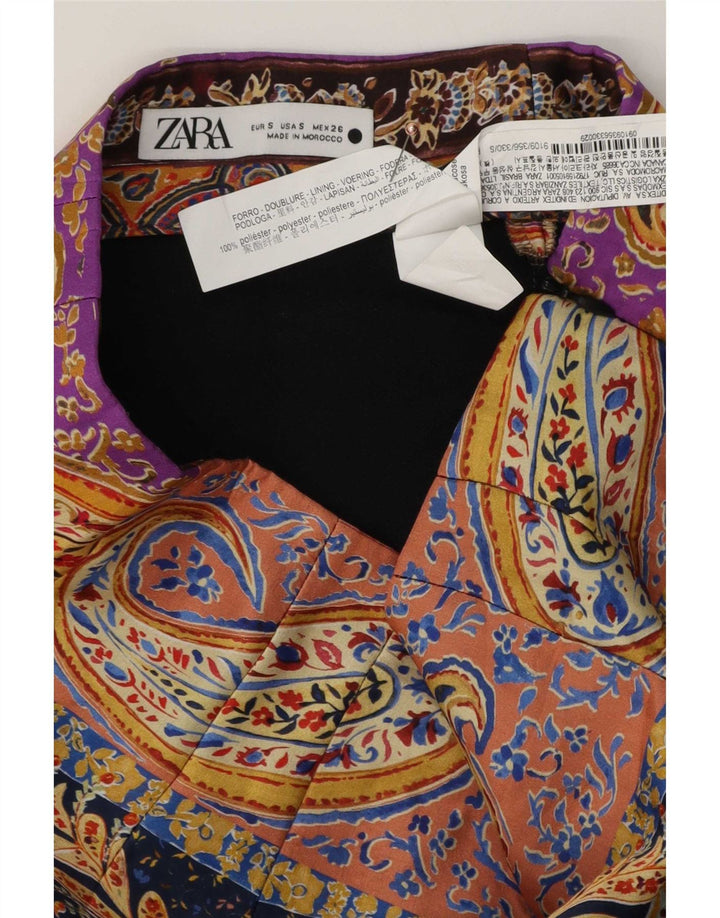 Mini saia feminina Zara pequena W26 poliéster paisley multicolorido