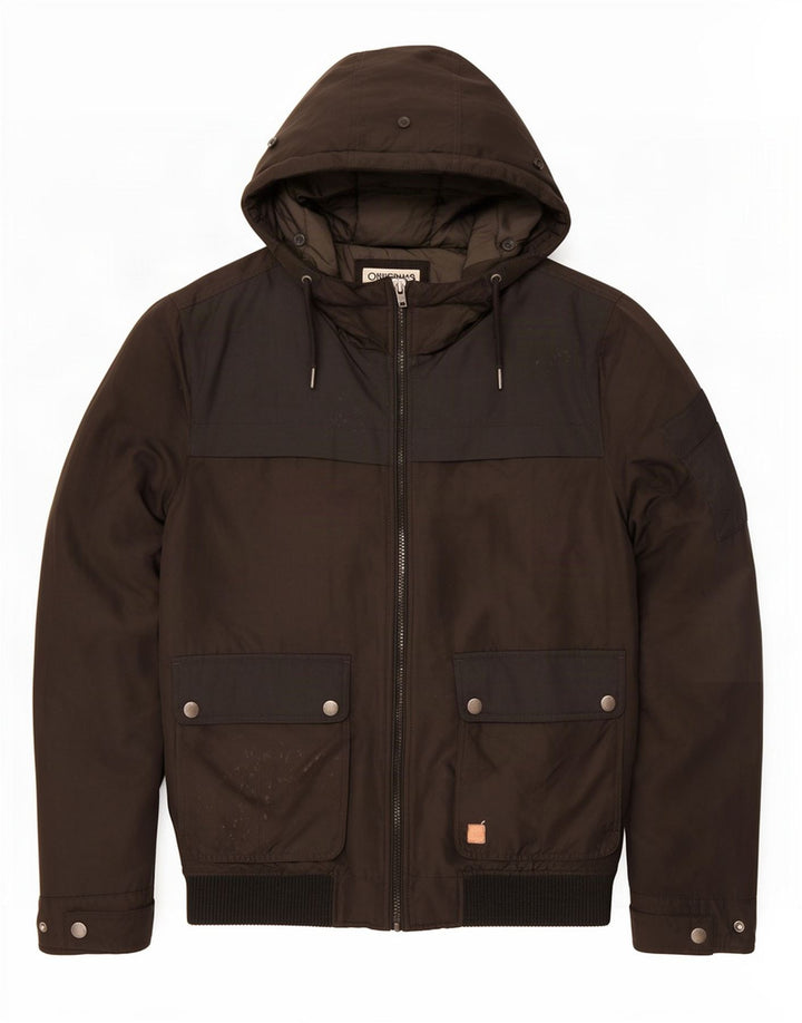 Jaqueta bomber masculina com capuz Jack & Jones Reino Unido 40 grande poliéster preto