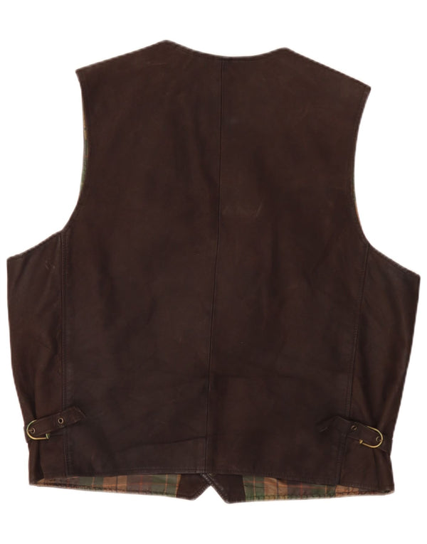 Colete de couro masculino vintage IT 56 2XL marrom