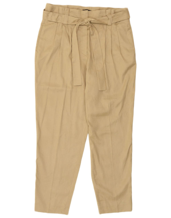 Calça Chino feminina de cintura alta Massimo Dutti EU 44 XL W34 L28 bege