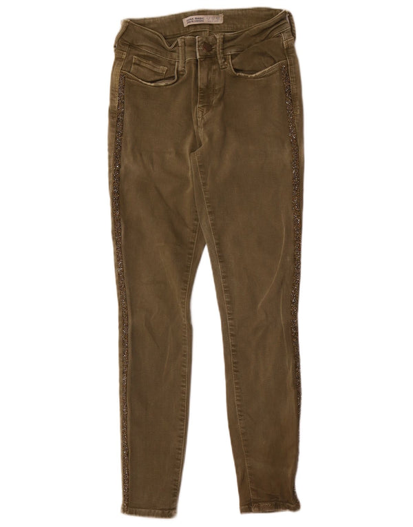 Calça jeans skinny feminina Zara EU 34 2XS W24 L26 cáqui