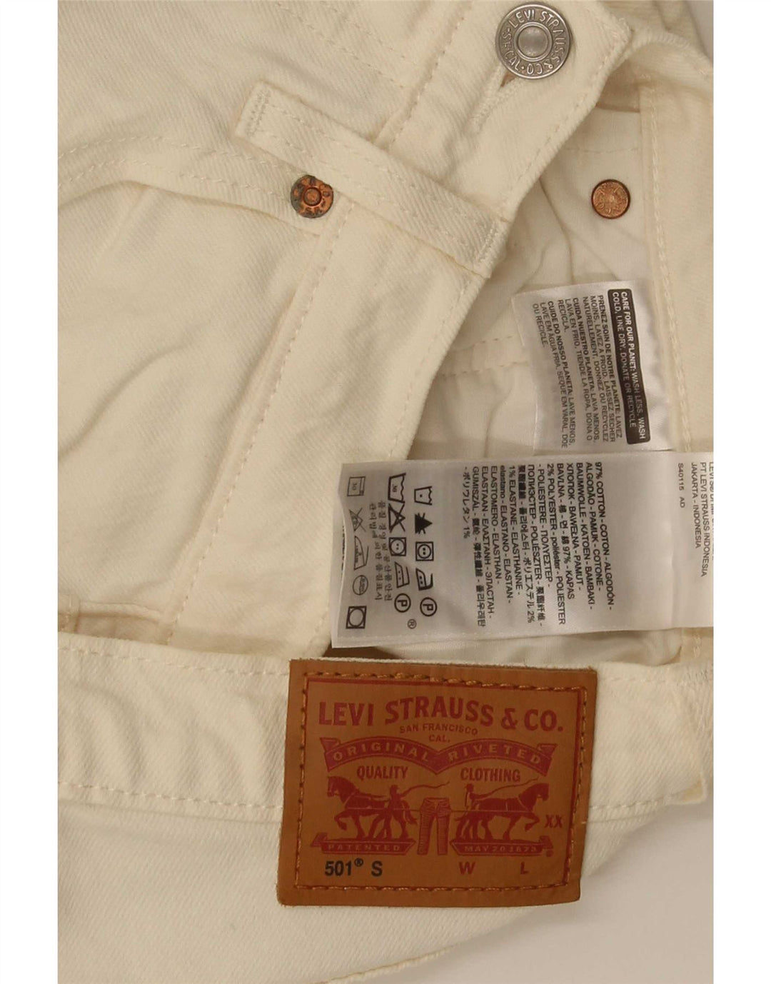 Calça Jeans Levis Feminina 501 Straight W25 L28 Off White Algodão