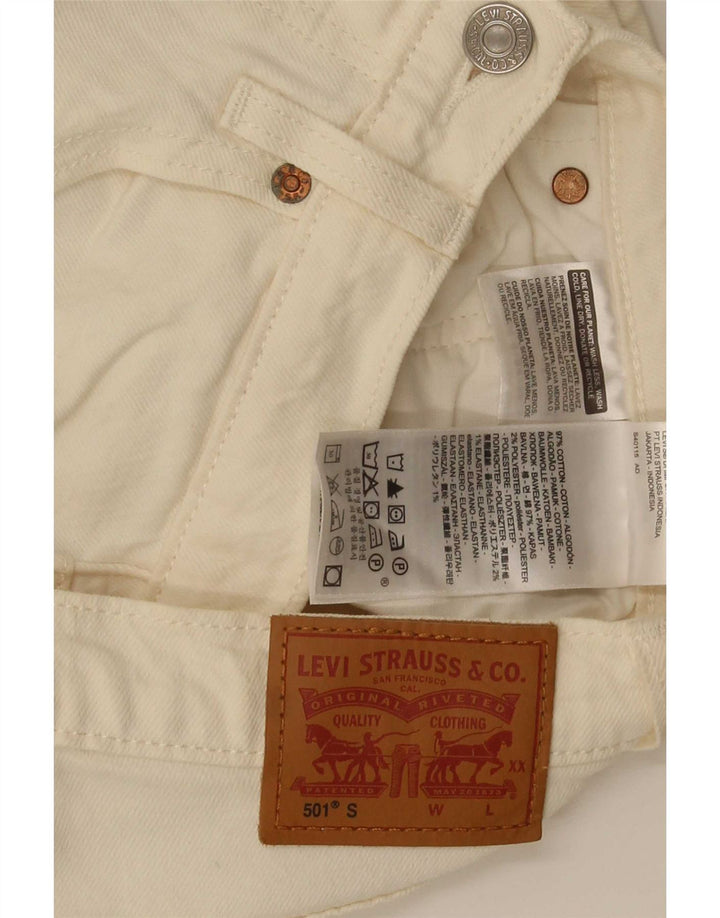 Calça Jeans Levis Feminina 501 Straight W25 L28 Off White Algodão