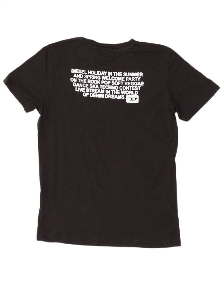 Diesel Camiseta masculina gráfica Top pequeno algodão preto