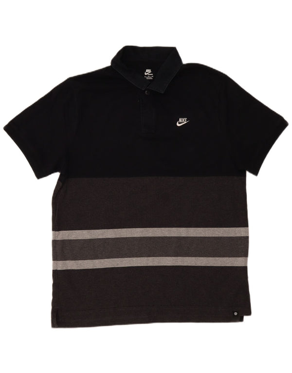 Camisa polo masculina Nike XL preta listrada de algodão