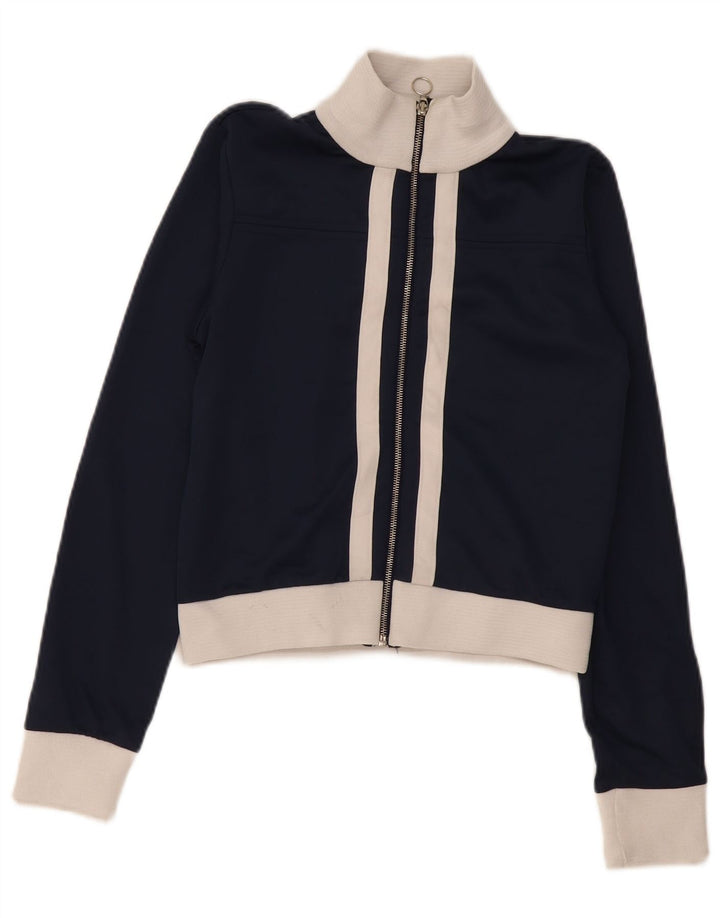 Zara Womens Crop Tracksuit Top Jacket Reino Unido 14 Médio Azul Marinho Colourblock