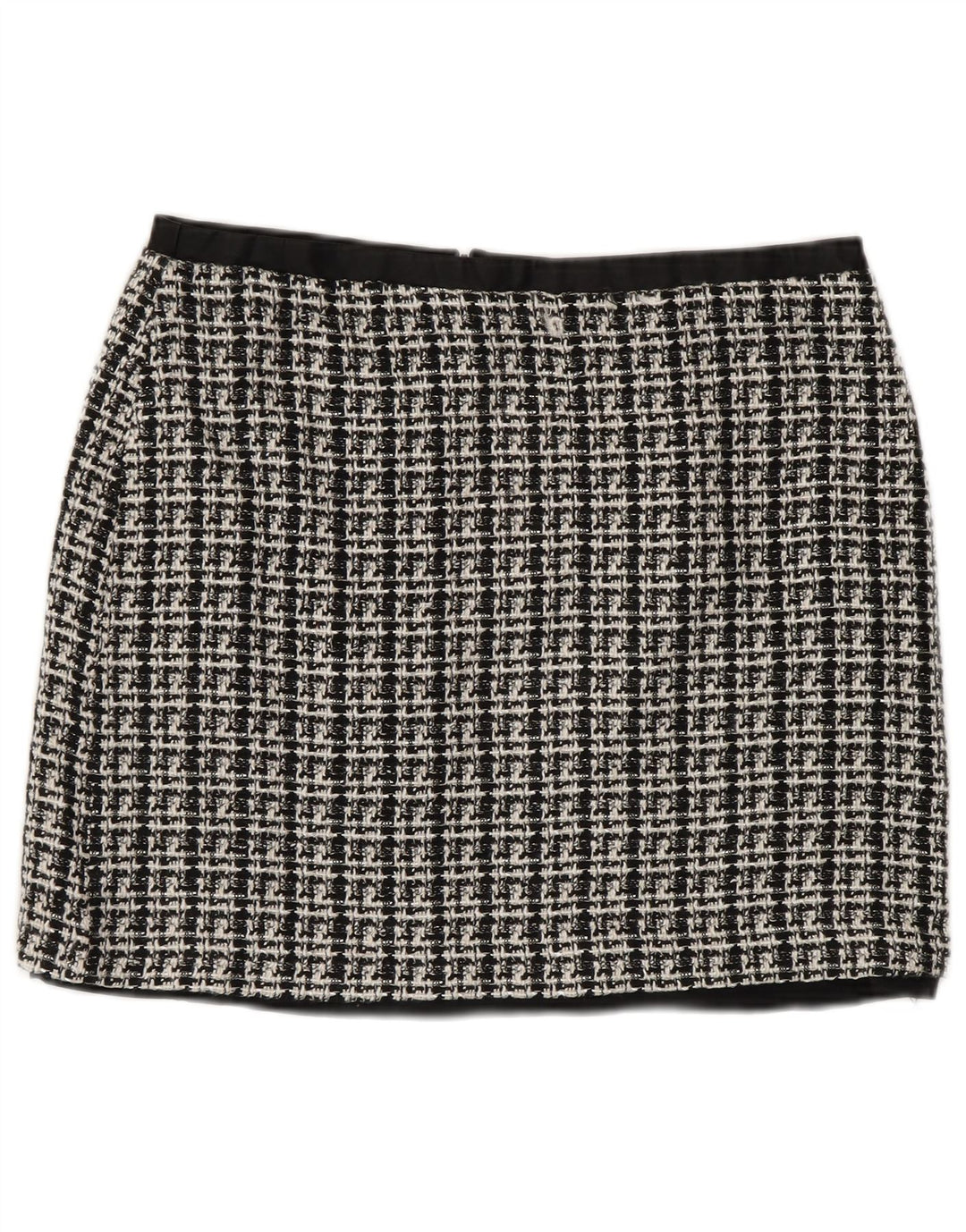 Minissaia feminina Oasis UK 12 médio W28 poliéster xadrez cinza