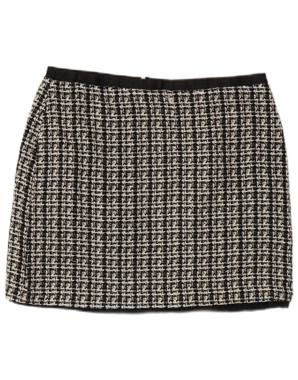 Minissaia feminina Oasis UK 12 médio W28 poliéster xadrez cinza