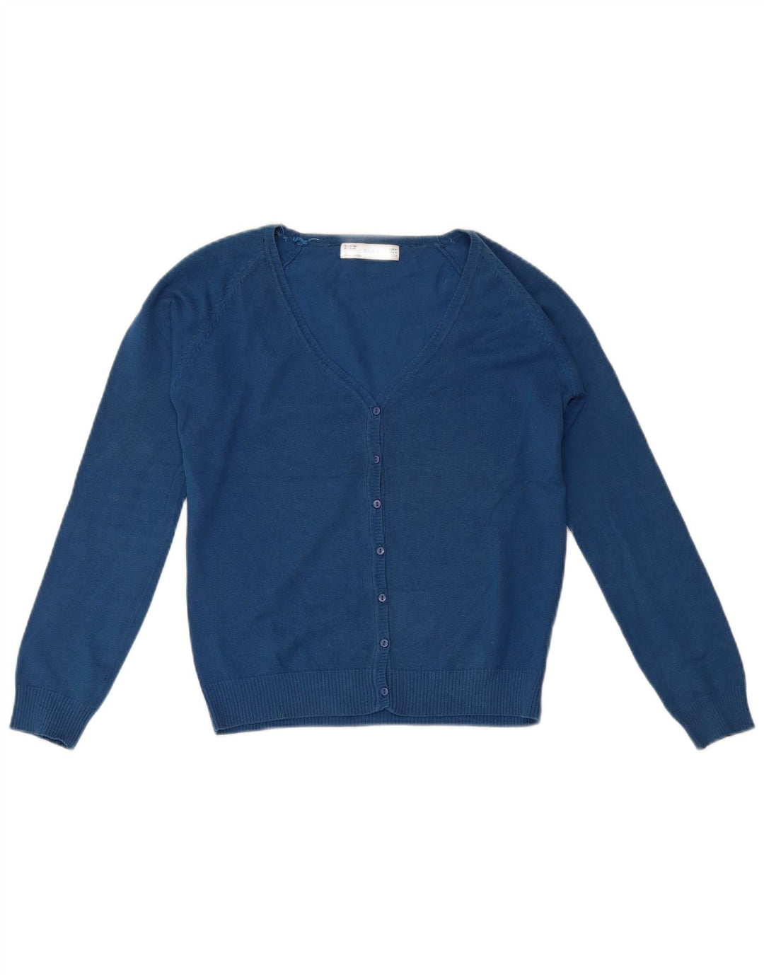 Suéter cardigã feminino Zara Reino Unido 12 algodão azul médio