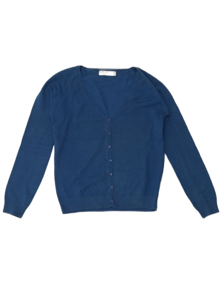 Suéter cardigã feminino Zara Reino Unido 12 algodão azul médio