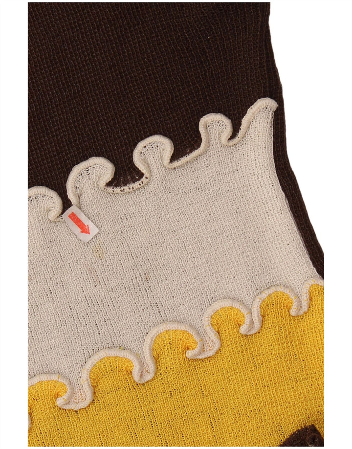 Regata feminina vintage UK 8 bloco colorido marrom pequeno