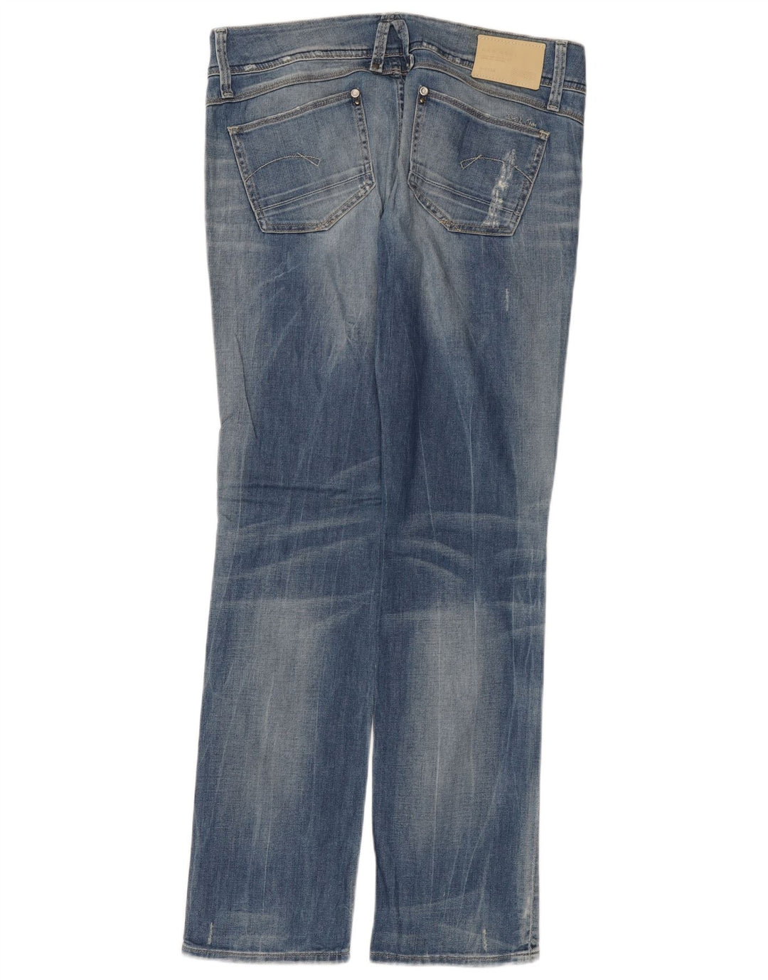 Calça jeans reta feminina G-Star desgastada W31 L32 algodão azul