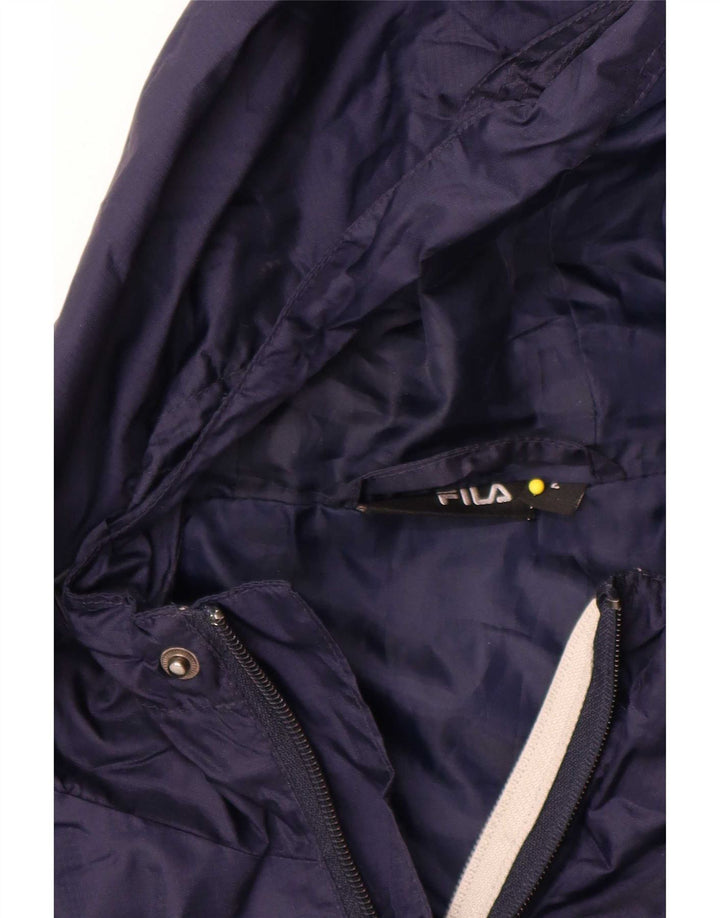 Casaco corta-vento masculino Fila com capuz grande azul marinho Colourblock Nylon