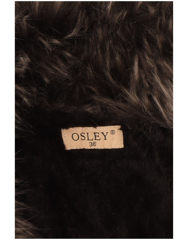 Sobretudo sherpa feminino vintage EU 36 pequeno acrílico preto