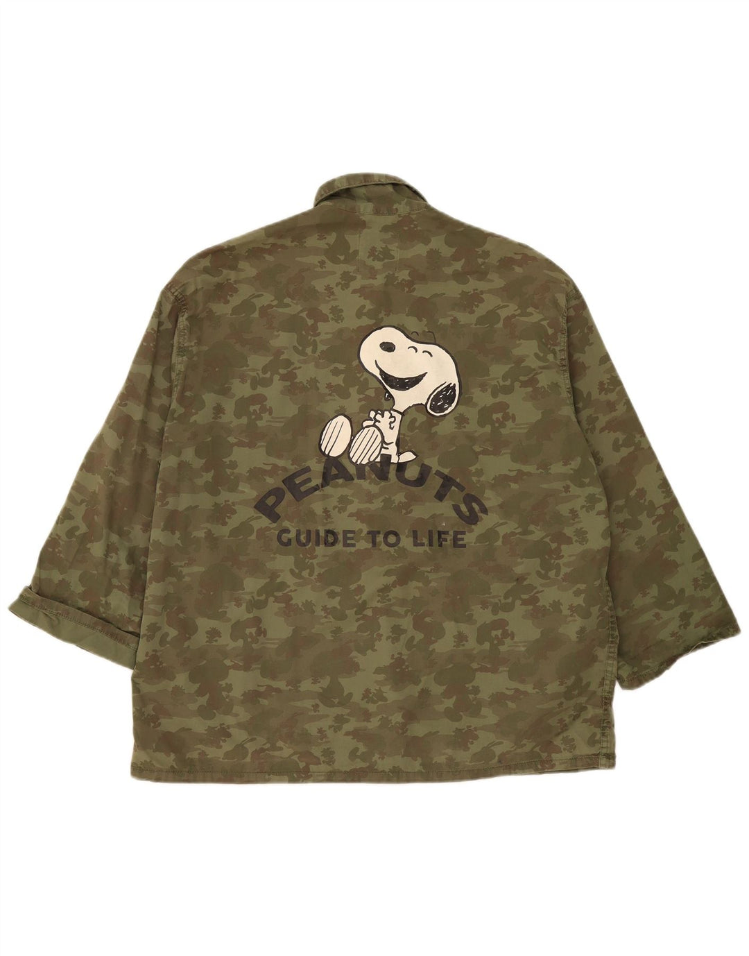 Jaqueta utilitária masculina Zara Peanuts Graphic UK 38 camuflagem cáqui média