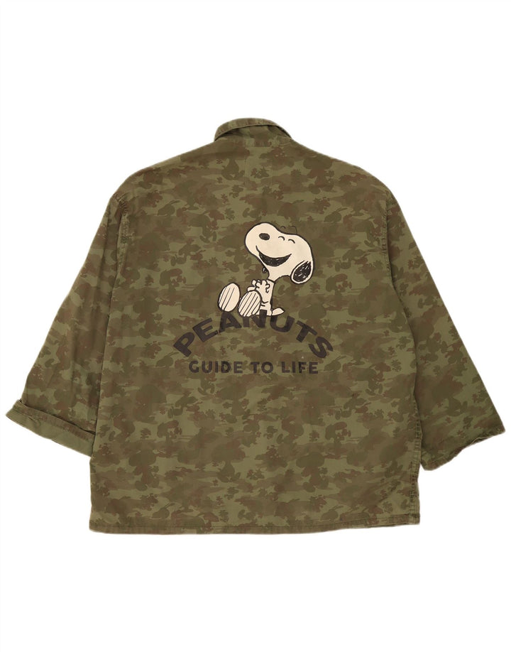 Jaqueta utilitária masculina Zara Peanuts Graphic UK 38 camuflagem cáqui média