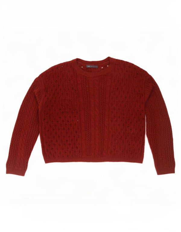 Marks & Spencer Womens Crop Crew Neck Jumper Sweater UK 18 XL Maroon