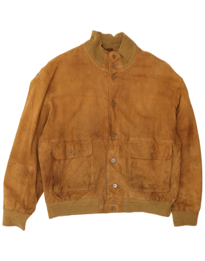 Jaqueta masculina de camurça Conbipel tamanho 58 2XL couro bege
