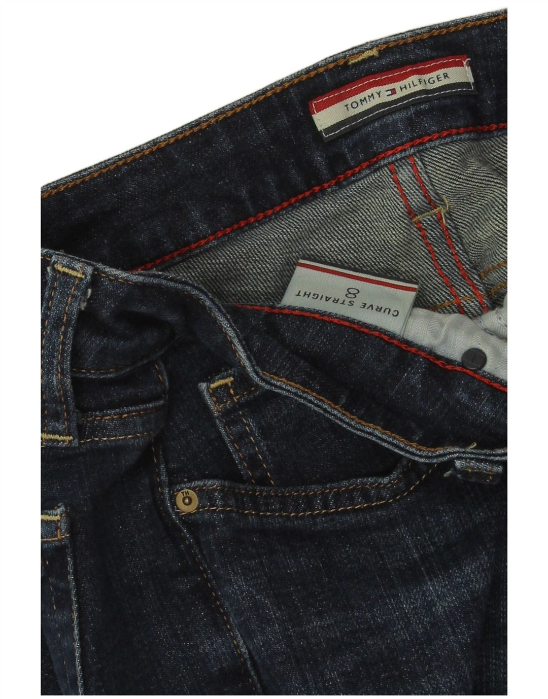 Tommy Hilfiger Curve Straight Jeans Feminino US 8 Médio W30 L33 Azul
