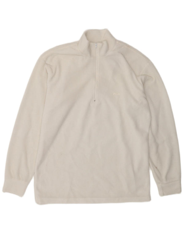 Fila Mens Zip Neck Fleece Jumper IT 48 Médio Poliéster Branco