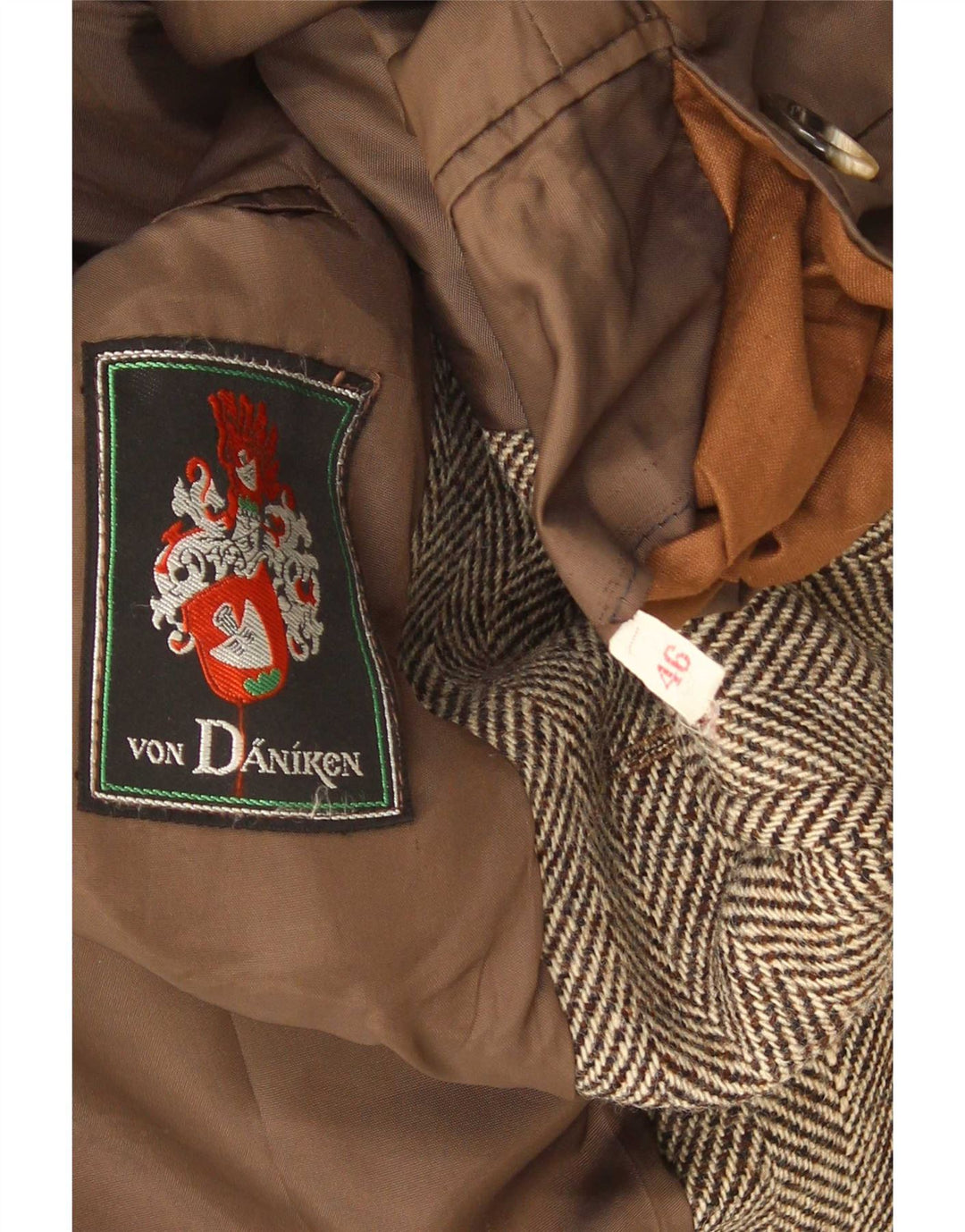 Jaqueta blazer masculina vintage com 2 botões IT 46 pequena espinha de peixe marrom