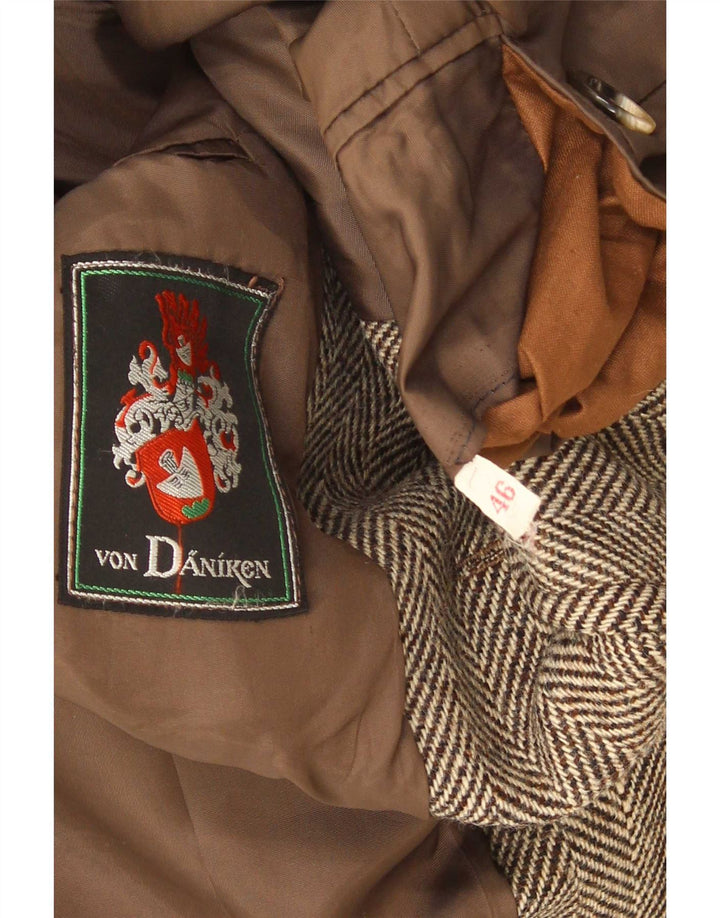 Jaqueta blazer masculina vintage com 2 botões IT 46 pequena espinha de peixe marrom