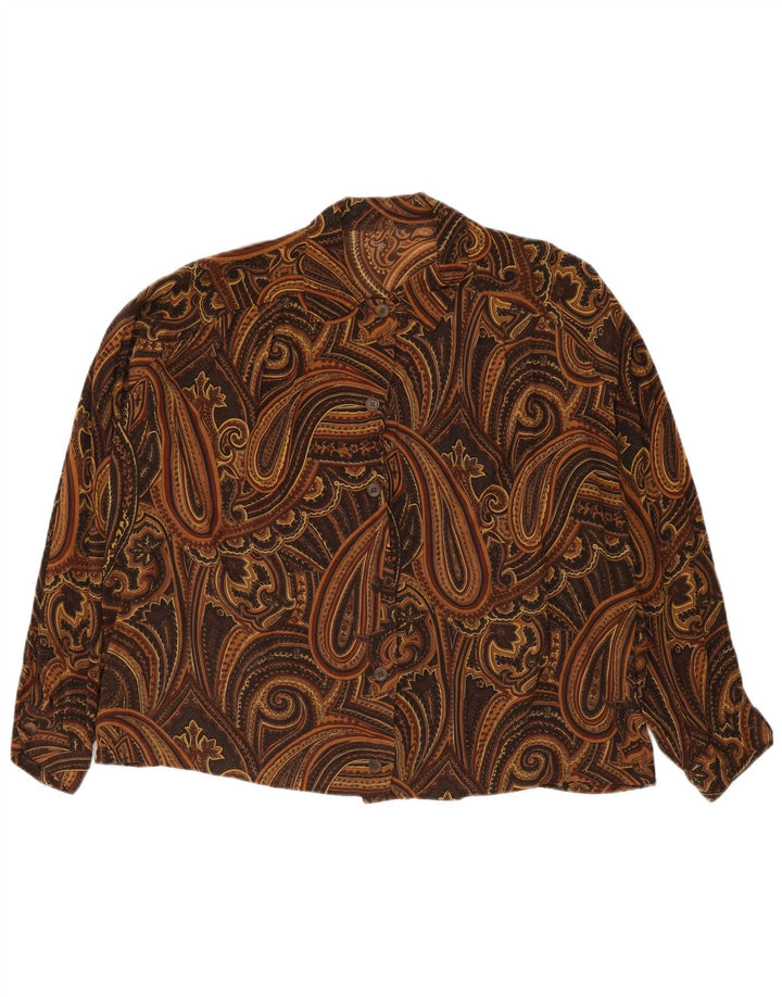 Blusa feminina VINTAGE UK 18 XL marrom paisley