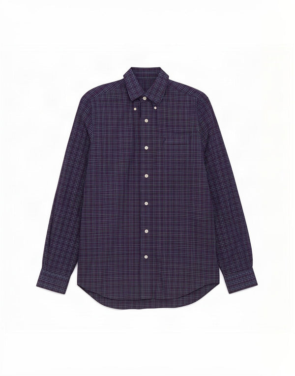 Camisa masculina Nautica pequena xadrez azul marinho de algodão