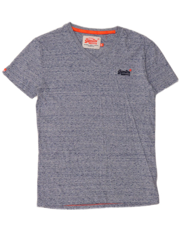 Camiseta masculina Superdry top pequeno algodão manchado azul