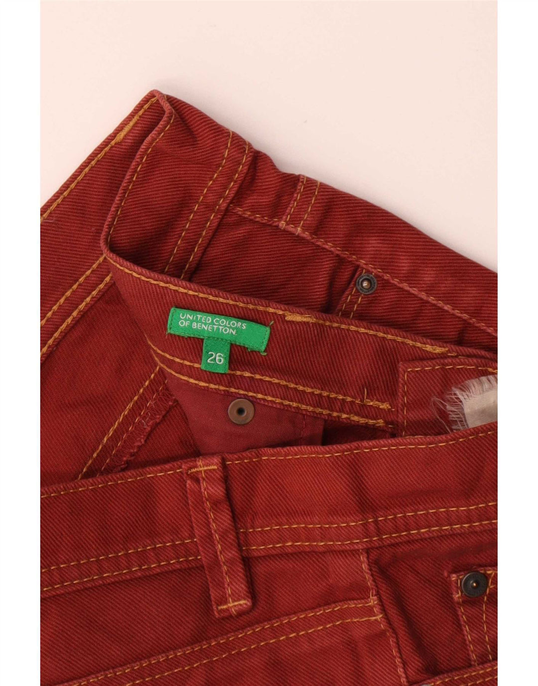 Calça feminina casual slim Benetton W26 L32 vermelha