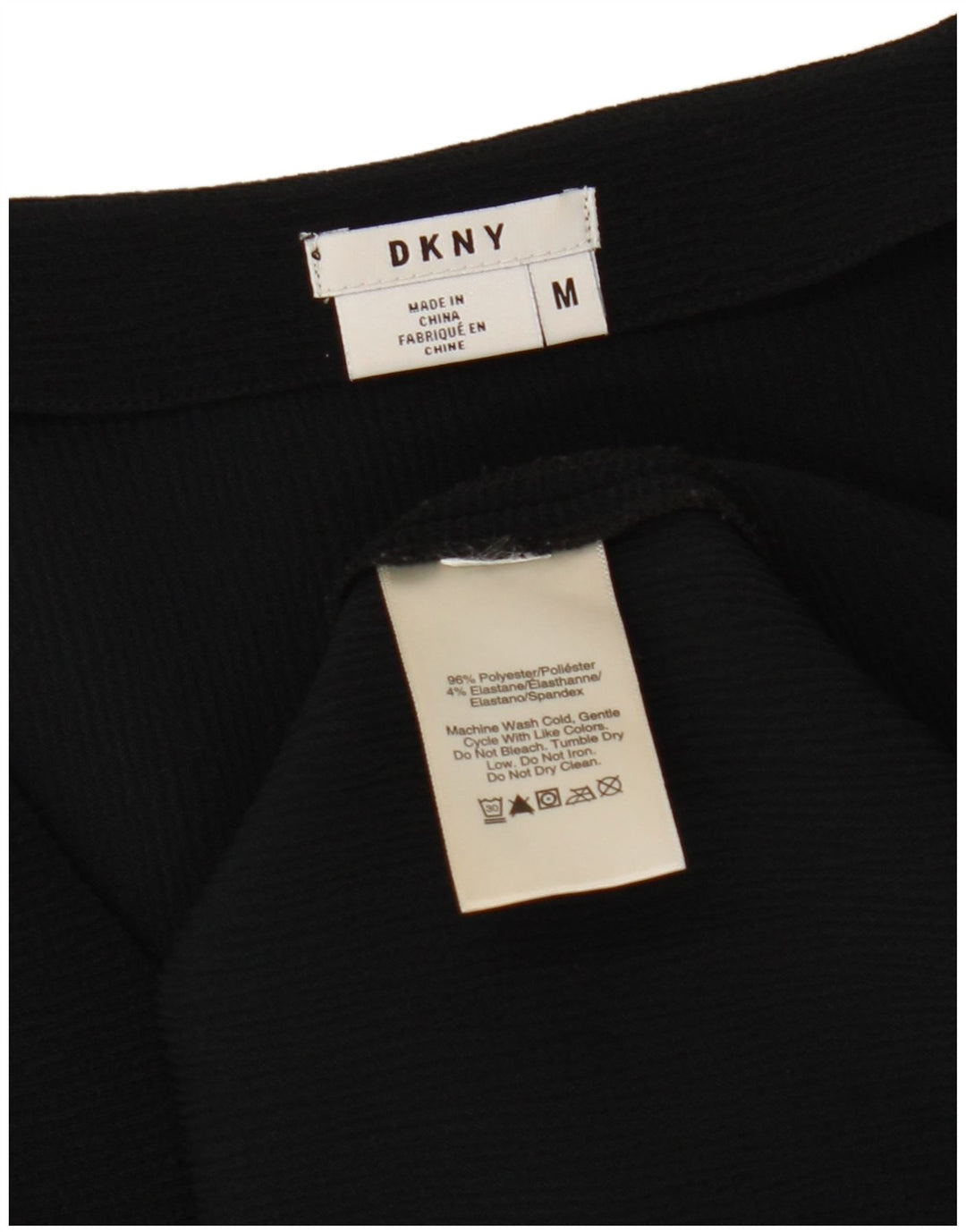 Top feminino Dkny de manga comprida UK 14 poliéster preto médio