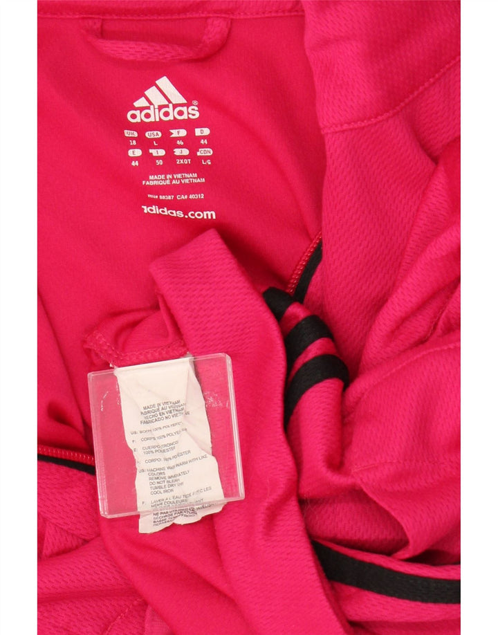 Adidas Womens Tracksuit Top Jacket UK 18 XL Rosa Poliéster