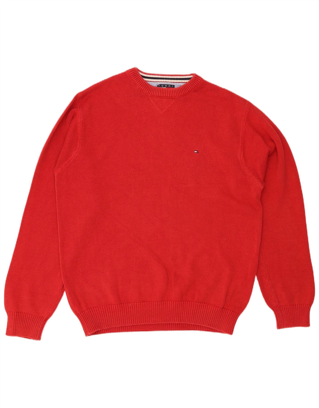 Suéter masculino TOMMY HILFIGER com gola redonda, grande algodão vermelho