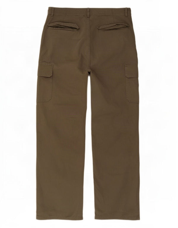 Calça cargo reta feminina Zara EU 40 médio W30 L30 algodão cáqui