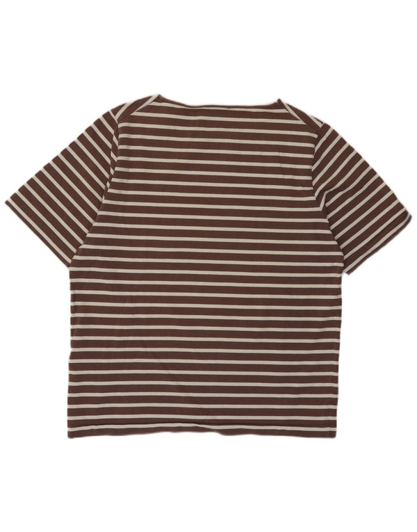 Camiseta feminina Cos UK 14 algodão listrado marrom médio