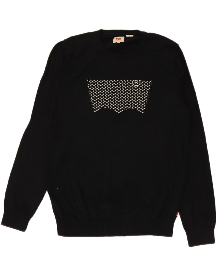 Suéter masculino LEVI'S com gola redonda e grande algodão preto