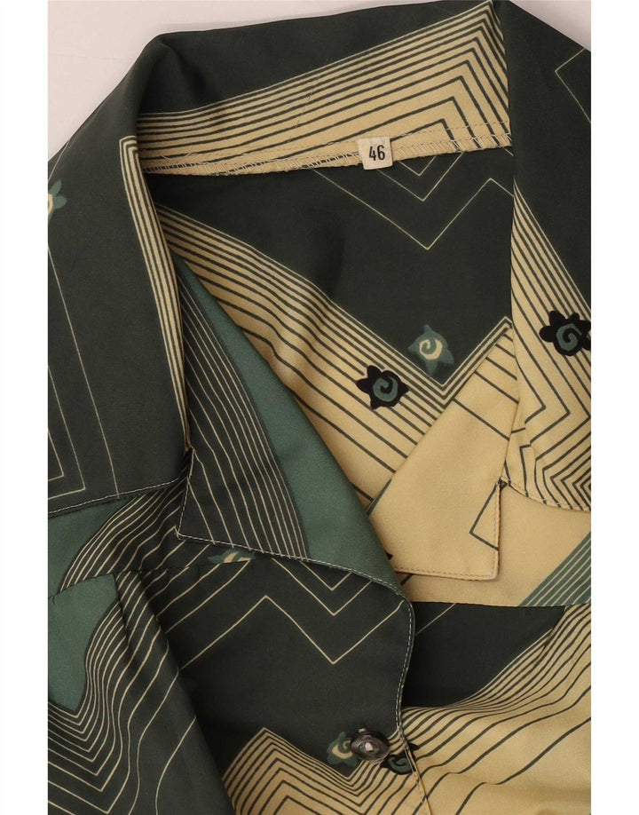 Blusa feminina vintage IT 46 grande verde geométrica