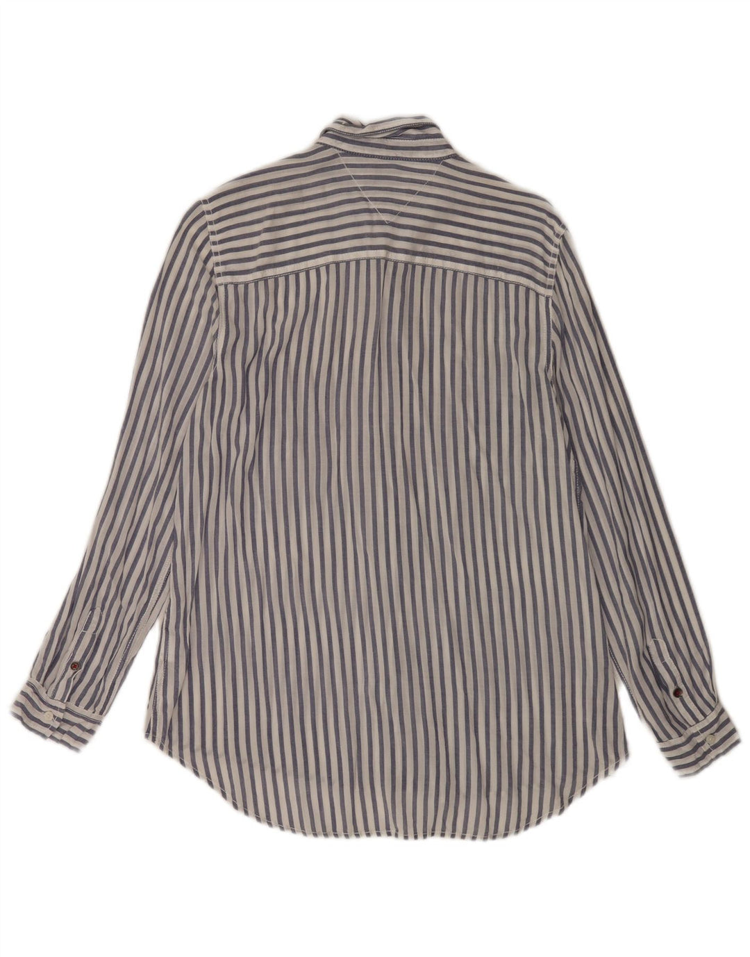 Camisa feminina Tommy Hilfiger Reino Unido 14 média listrada branca viscose