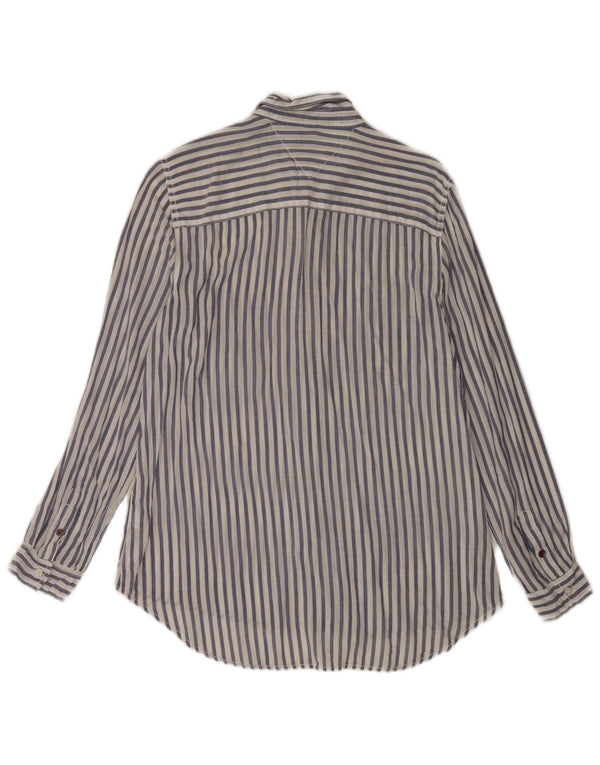 Camisa feminina Tommy Hilfiger Reino Unido 14 média listrada branca viscose
