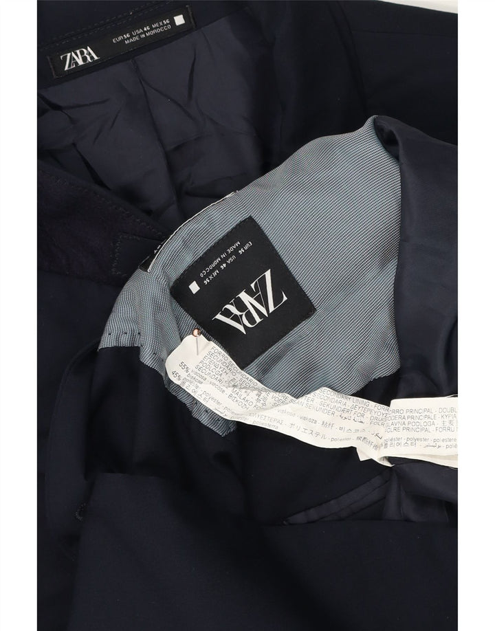 Jaqueta blazer masculina Zara com 2 botões EU 56 XL azul marinho viscose